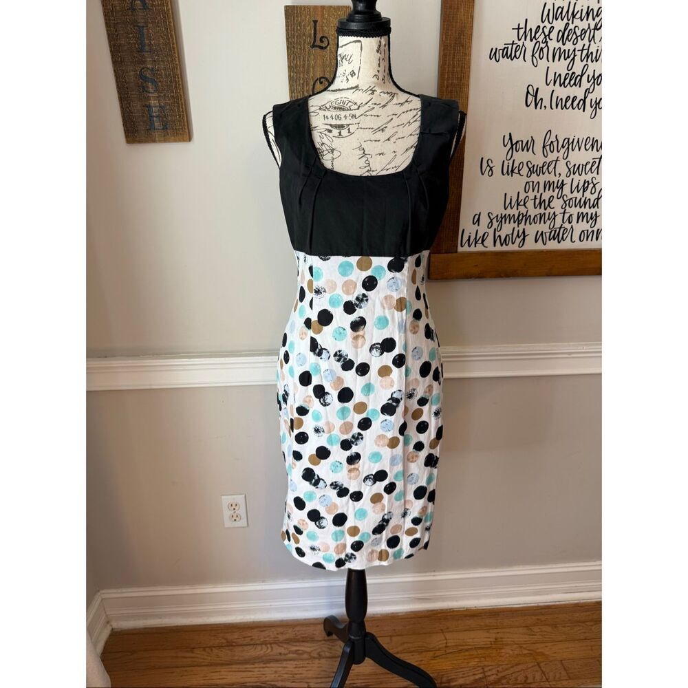 Patrizia Luca Milano Women's Polka Dot Sleeveless Sheath Dress Black White Small